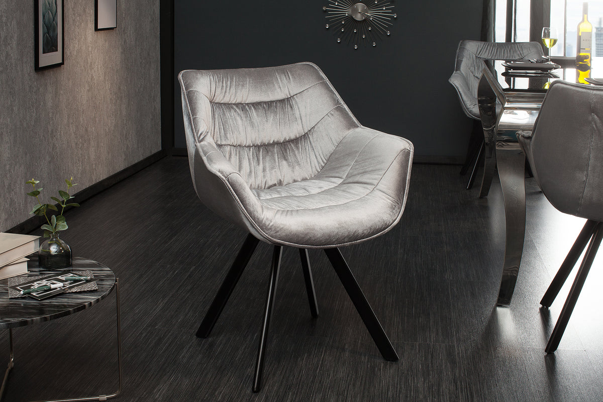 THE DUTCH COMFORT design chair velvet retro style with armrests