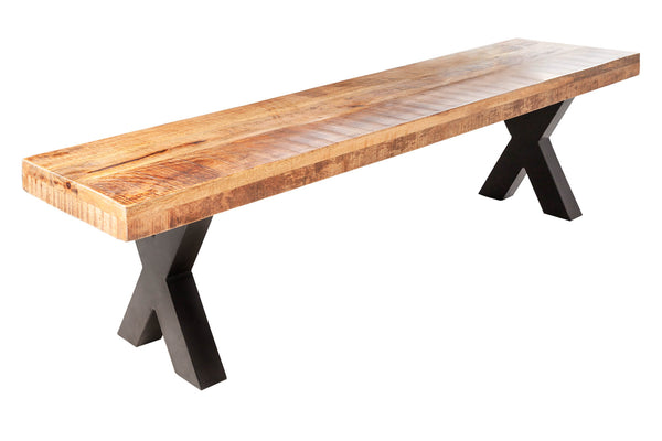 Industrial Sitzbank IRON CRAFT Mangoholz mit schwarzen X-Beinen