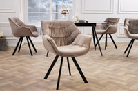THE DUTCH COMFORT design chair velvet retro style with armrests