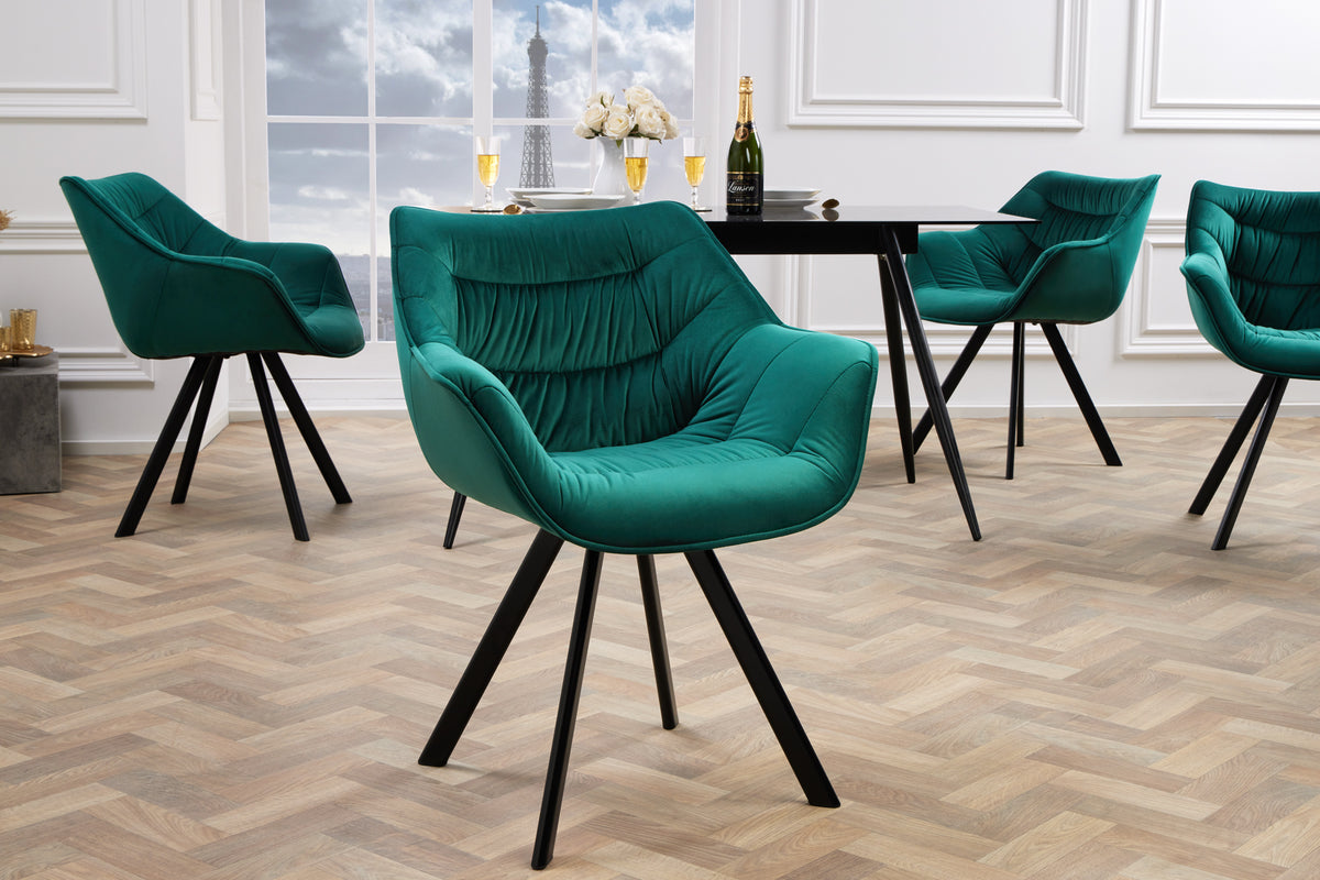 THE DUTCH COMFORT design chair velvet retro style with armrests