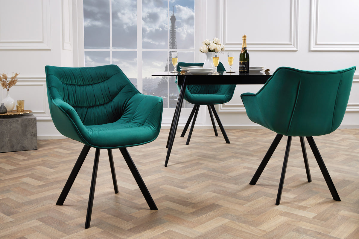 THE DUTCH COMFORT design chair velvet retro style with armrests