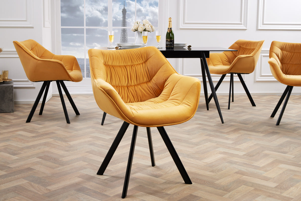 THE DUTCH COMFORT design chair velvet retro style with armrests