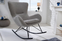 SCANDINAVIA SWING Design Schaukelstuhl Bouclé Sessel schwarz Metall