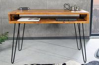 SCORPION Retro Schreibtisch 110cm Sheesham Holz stone finish Hairpin legs Palisander