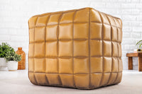 RIDER Retro Hocker 40cm braun Echtleder mit Ziersteppung