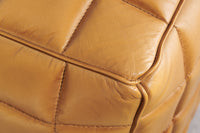 RIDER Retro Hocker 40cm braun Echtleder mit Ziersteppung