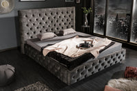 Kingsize Doppelbett PARIS Samt Chesterfield Design