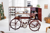 DELHI Retro Fahrrad-Bar 190cm Mangoholz Coffee Bike Hausbar Metall Upcycling