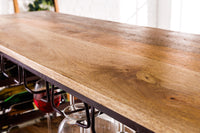 DELHI Retro Fahrrad-Bar 190cm Mangoholz Coffee Bike Hausbar Metall Upcycling