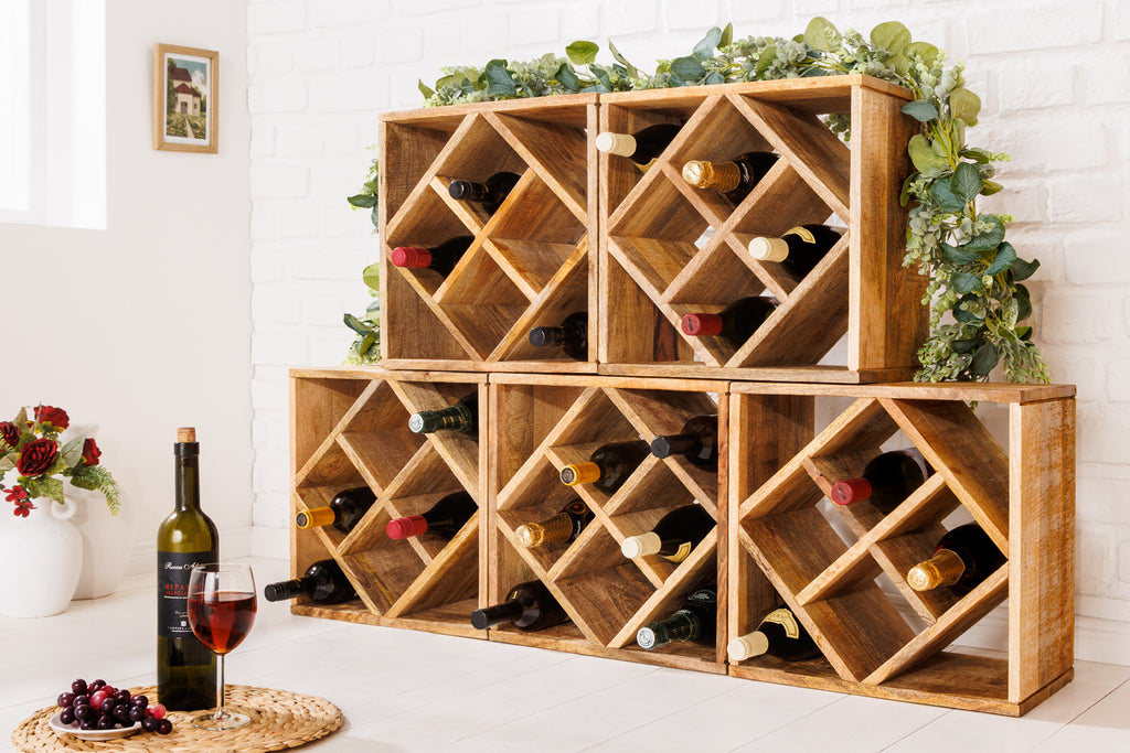 CUBUS Massivholz Weinregal 40cm Mango handmade Beistelltisch