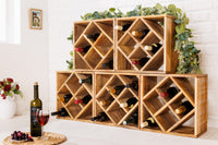 CUBUS Massivholz Weinregal 40cm Mango handmade Beistelltisch