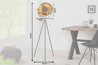 Industrial Stehlampe STUDIO 150cm schwarz Blattgold-Optik neigbarer Schirm