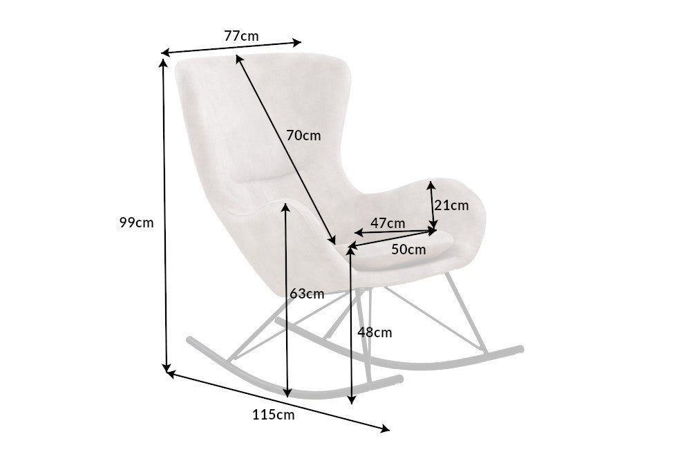 SCANDINAVIA SWING Design Schaukelstuhl Samt Schaukelsessel