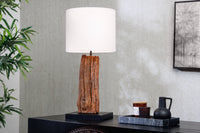 Design Tischlampe ROUSILIQUE 60cm natur weiß rund Treibholz handgearbeitet