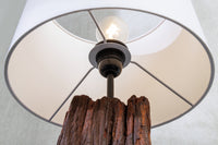 Design Tischlampe ROUSILIQUE 60cm natur weiß rund Treibholz handgearbeitet