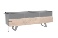 ORGANIC ARTWORK Industrial design TV board 140cm solid acacia wood iron frame