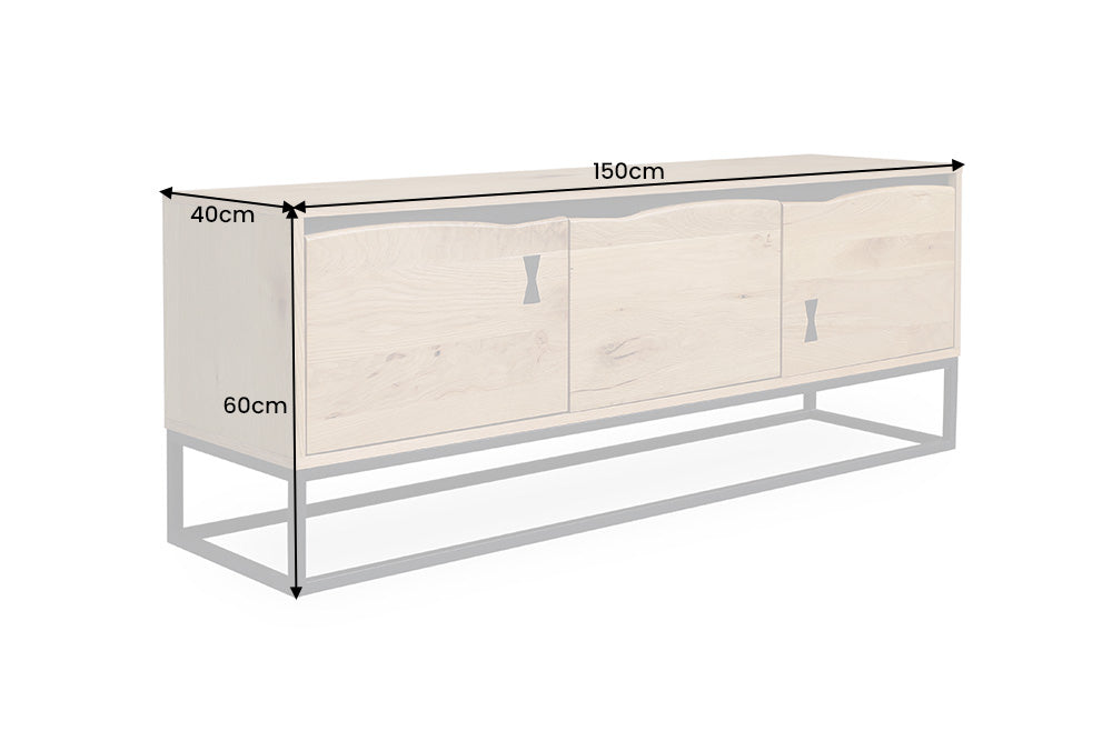 MAMMUT ARTWORK design TV lowboard 150cm natural black oak tree edge metal