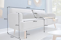 Modernes Schlafsofa STUDIO 200cm grau Flachgewebe 3-Sitzer mit Schlaffunktion Holzfüße