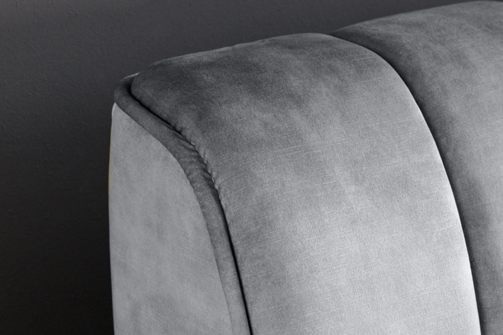 AMSTERDAM Retro Doppelbett 160x200cm grau Samt Industrial Design