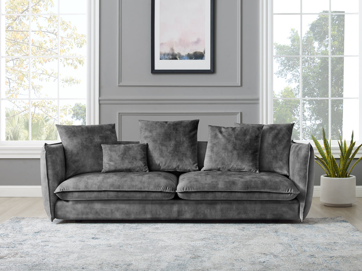 Design 3-Sitzer Sofa COCOONING 225cm champagner beige Samt Federkern