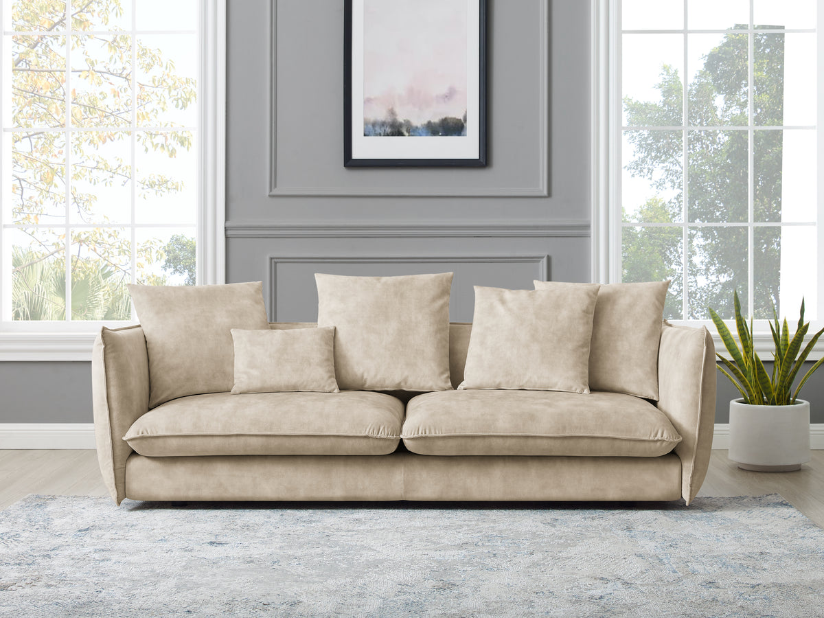 Design 3-Sitzer Sofa COCOONING 225cm champagner beige Samt Federkern