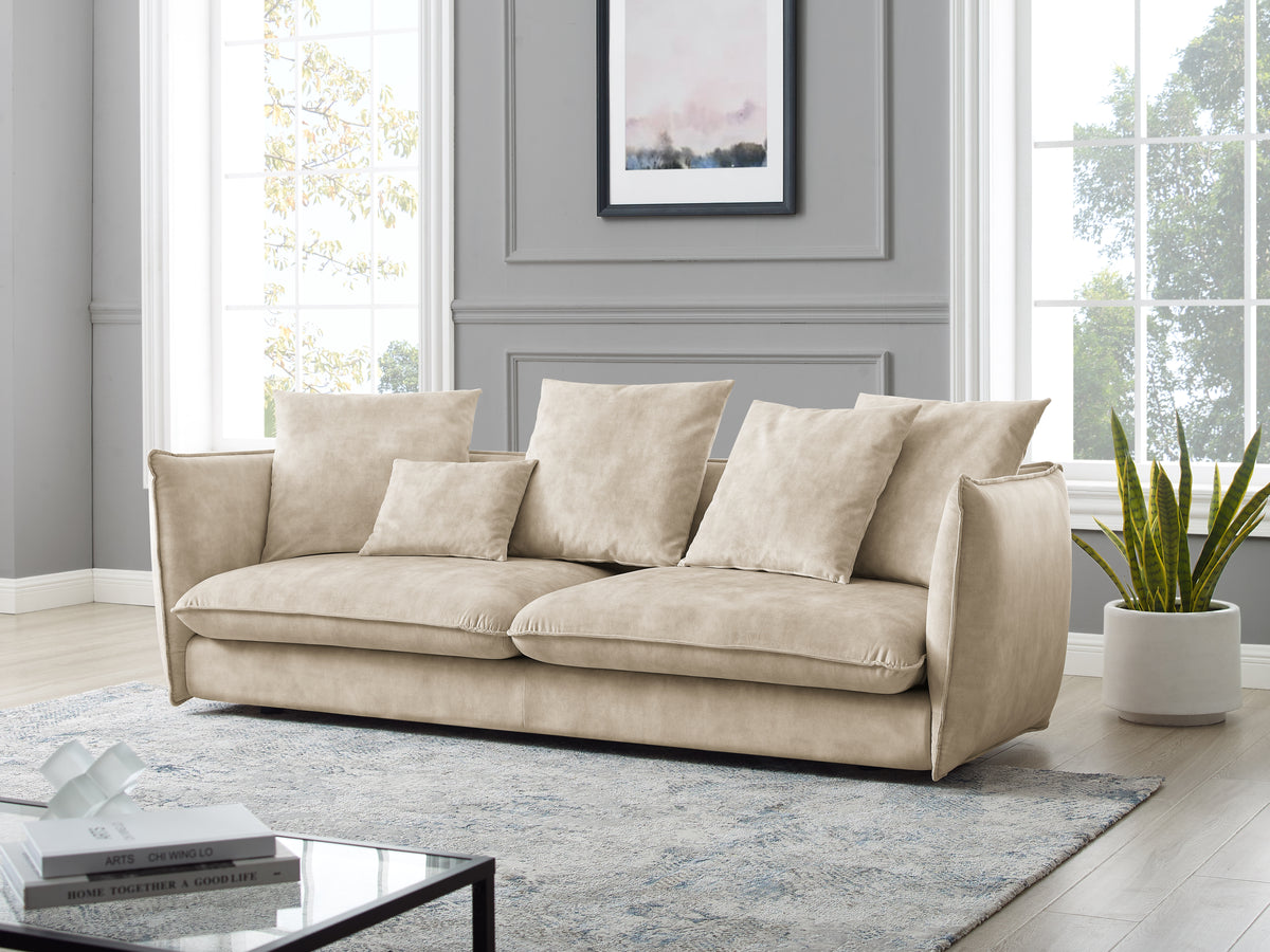 Design 3-Sitzer Sofa COCOONING 225cm champagner beige Samt Federkern