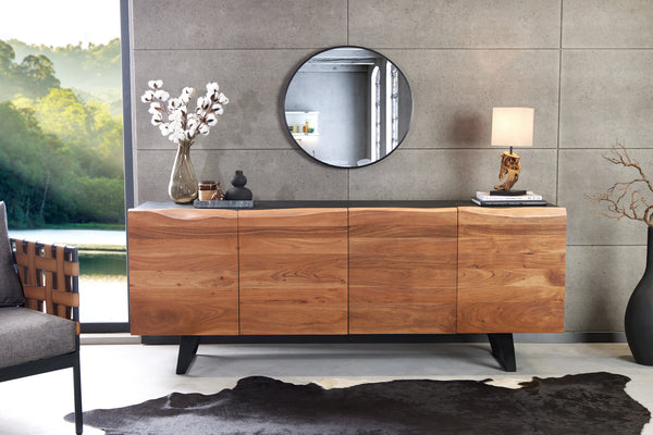 ORGANIC ARTWORK Industrial Design Sideboard 180cm Akazie Massivholz Eisengestell