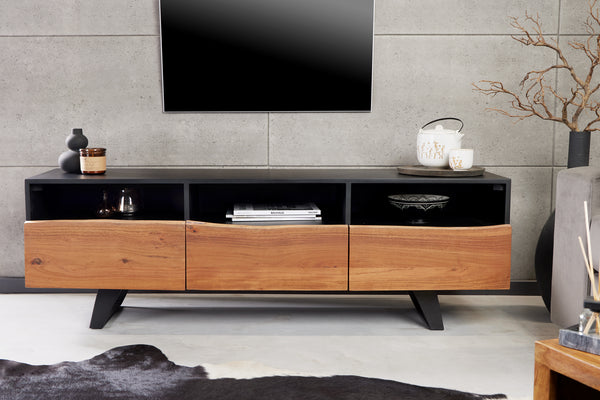 ORGANIC ARTWORK Industrial design TV board 140cm solid acacia wood iron frame