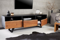 ORGANIC ARTWORK Industrial design TV board 140cm solid acacia wood iron frame