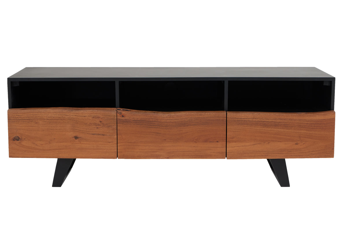 ORGANIC ARTWORK Industrial design TV board 140cm solid acacia wood iron frame