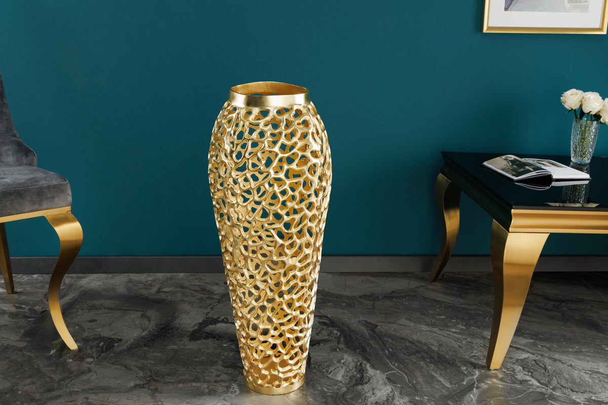 Filigrane Design XXL Vase ABSTRACT LEAF gold Handarbeit