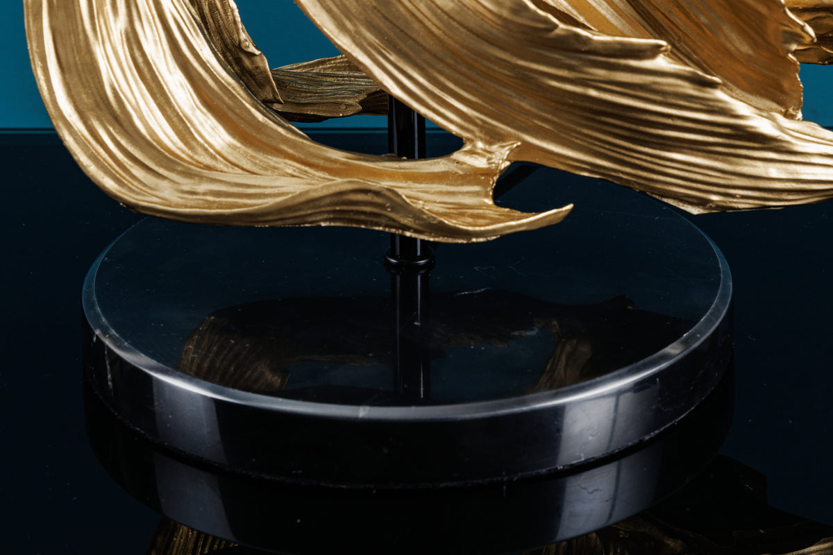 Design Tischlampe CROWNTAIL 65cm schwarz gold Stoffschirm Marmorfuß