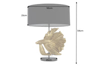 Design Tischlampe CROWNTAIL 65cm schwarz gold Stoffschirm Marmorfuß