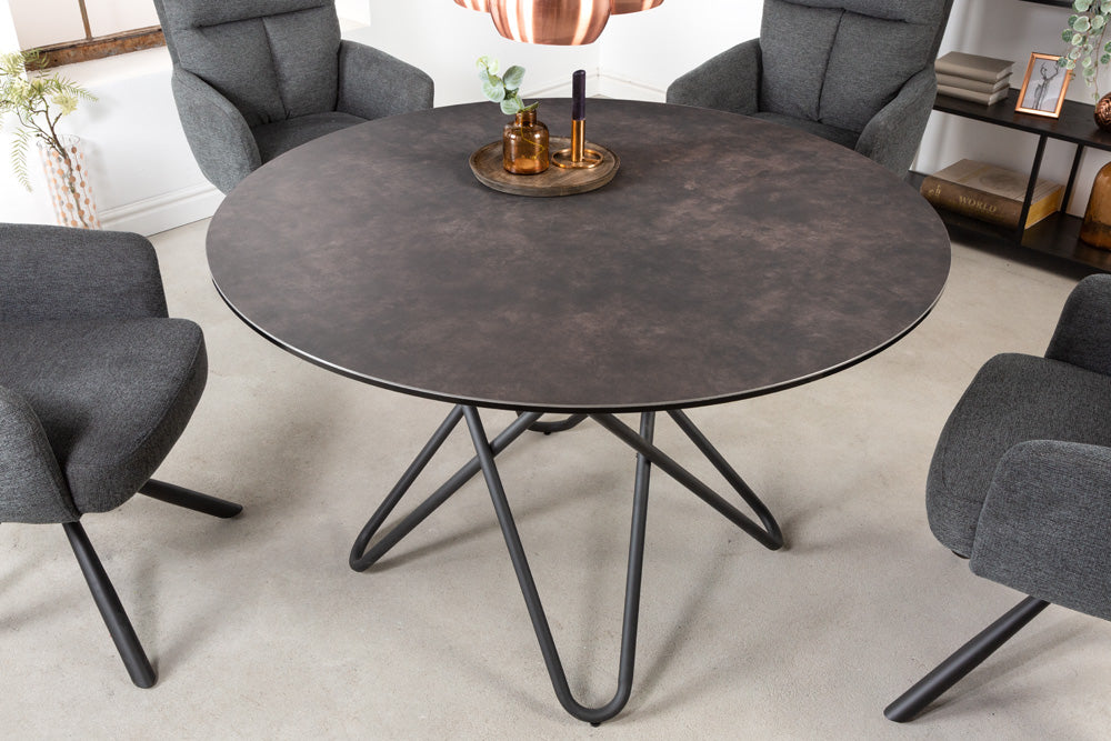 ELLIPSE Runder Esstisch 120cm anthrazit Keramik Hairpin Legs made in Italy