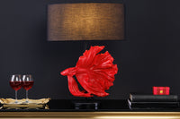 Design Tischlampe CROWNTAIL 65cm schwarz rot Stoffschirm Marmorfuß