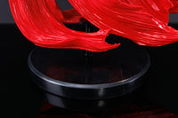 Design Tischlampe CROWNTAIL 65cm schwarz rot Stoffschirm Marmorfuß