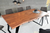 ORGANIC ARTWORK solid wood dining table 180cm acacia industrial design iron frame tree edge