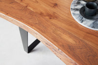 ORGANIC ARTWORK solid wood dining table 180cm acacia industrial design iron frame tree edge