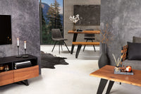 ORGANIC ARTWORK solid wood dining table 180cm acacia industrial design iron frame tree edge