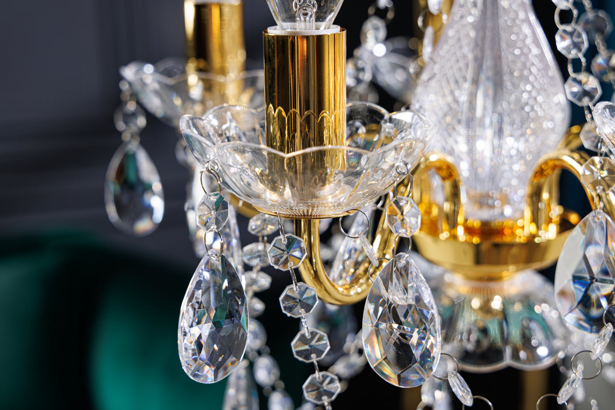 Design Kronleuchter DIAMONDS S 40cm gold Acryl 5-armig Barock Design