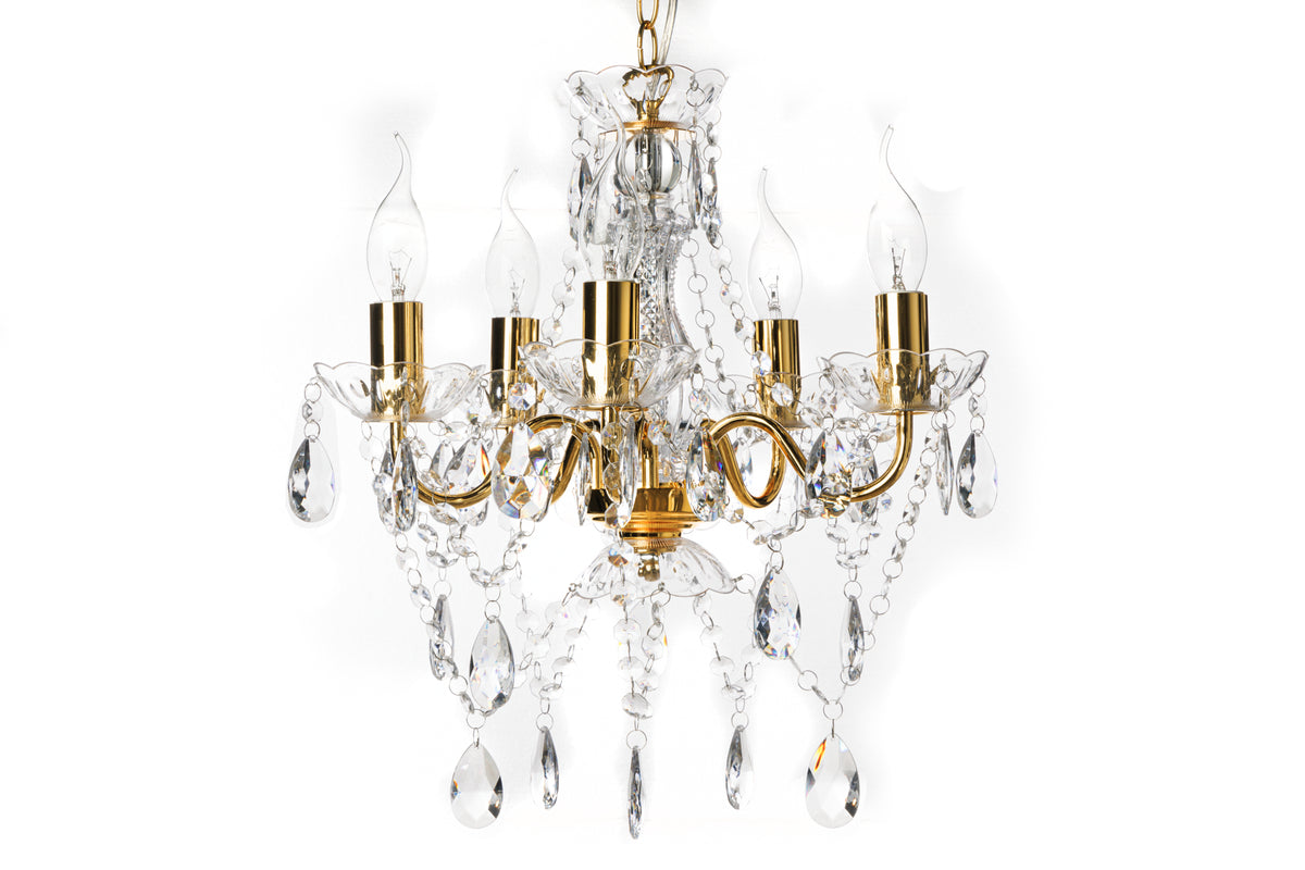Design Kronleuchter DIAMONDS S 40cm gold Acryl 5-armig Barock Design