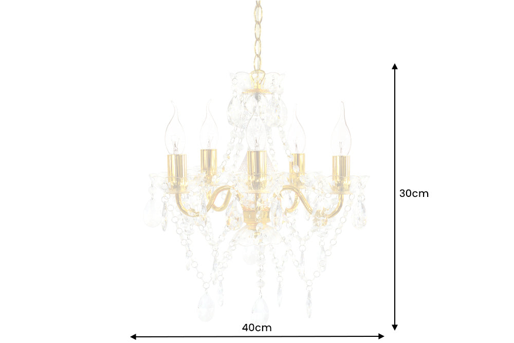 Design Kronleuchter DIAMONDS S 40cm gold Acryl 5-armig Barock Design