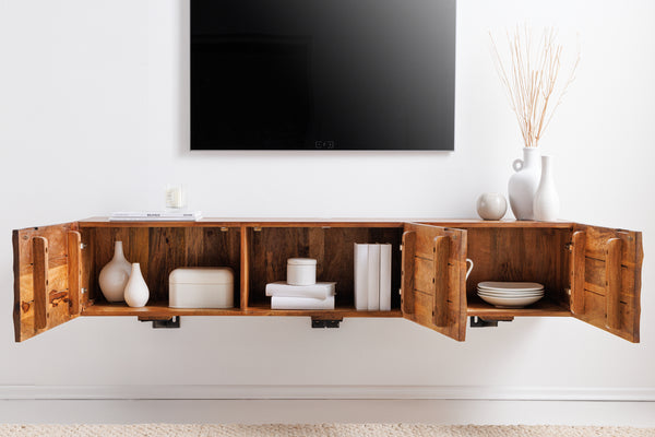 SCORPION solid wood TV bench 160cm brown mango lowboard wall cabinet