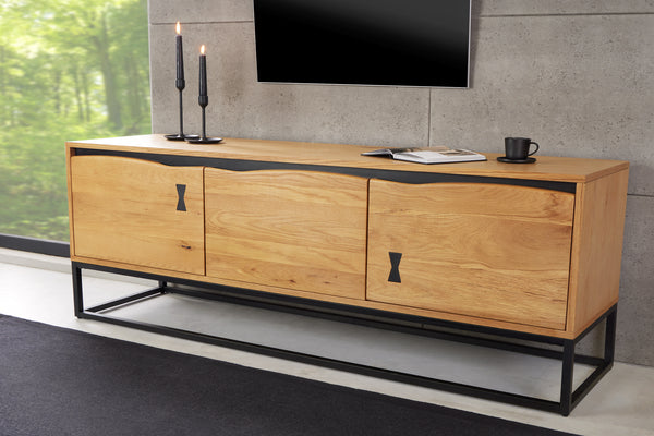 MAMMUT ARTWORK design TV lowboard 150cm natural black oak tree edge metal