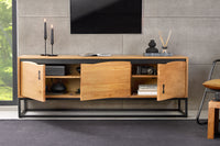 MAMMUT ARTWORK design TV lowboard 150cm natural black oak tree edge metal