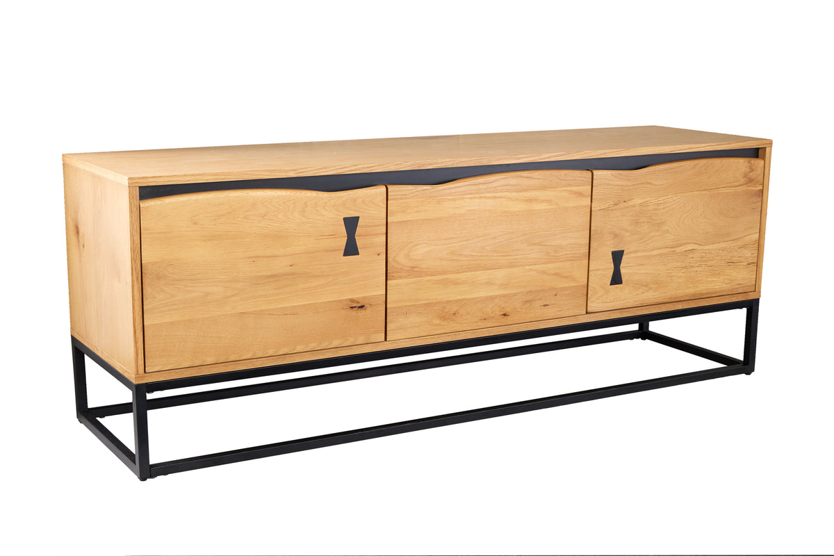 MAMMUT ARTWORK design TV lowboard 150cm natural black oak tree edge metal