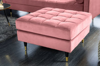 Design Hocker COZY VELVET 80cm altrosa gold Samt Metallfüße