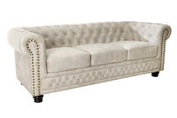 Chesterfield 3er Sofa 200cm Samt 3-Sitzer mit Knopfheftung und Federkern