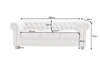 Chesterfield 3er Sofa 200cm Samt 3-Sitzer mit Knopfheftung und Federkern