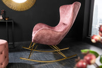 SCANDINAVIA SWING Design Schaukelstuhl altrosa gold Metall Samt Sessel